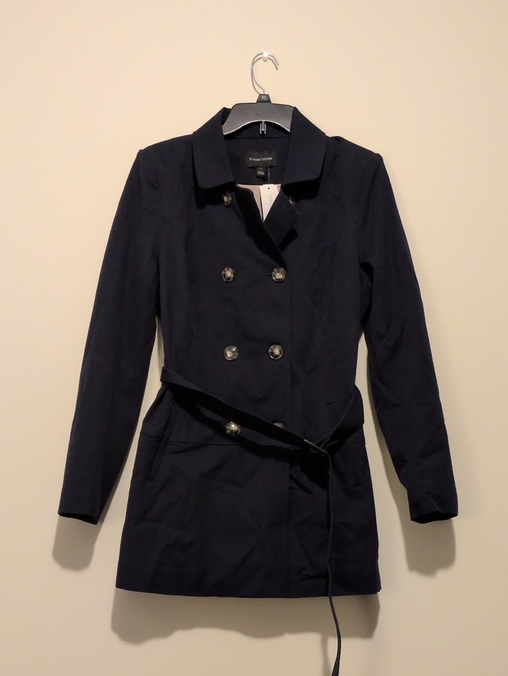 41 Hawthorn Navy Double-Breasted Trench with Belted Waist NWT